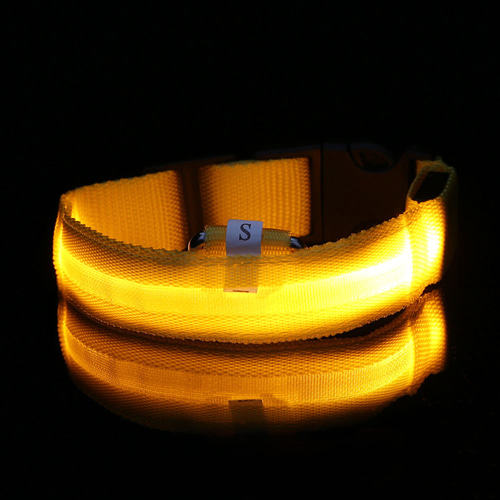 LED 애견 강아지 목줄(S) (옐로우) 밤산책 led개목줄